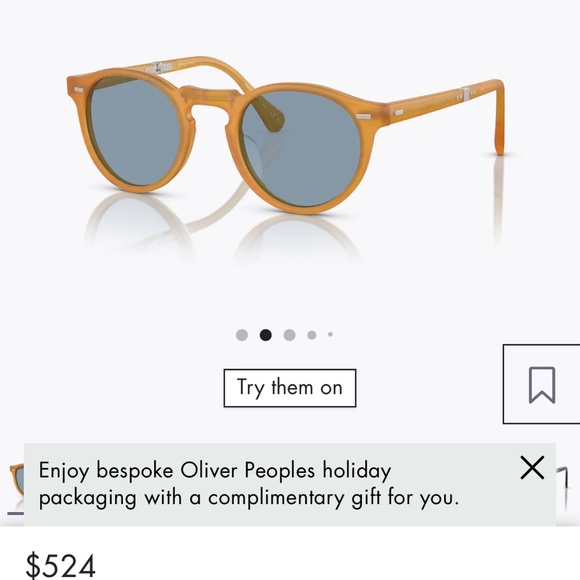 Oliver peoples Gregory peck 47 folding sunglasses $524 msrp - Picture 1 of 9